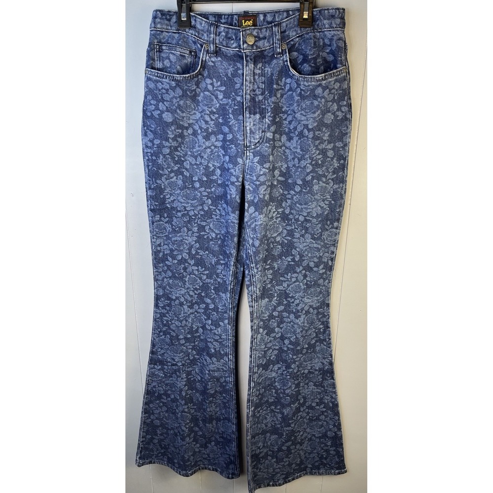 Women's Lee Floral Print Flare Leg Festival Jeans Size 30‎ NWT
